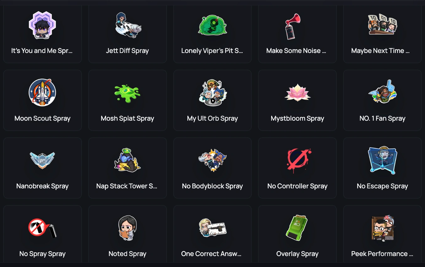 Sprays unranked valorant account 3