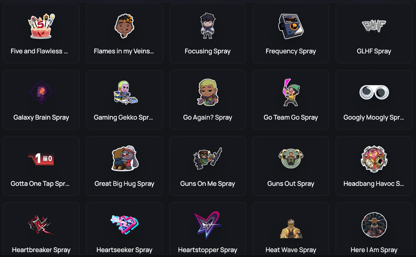 sprays valorant gold account 1