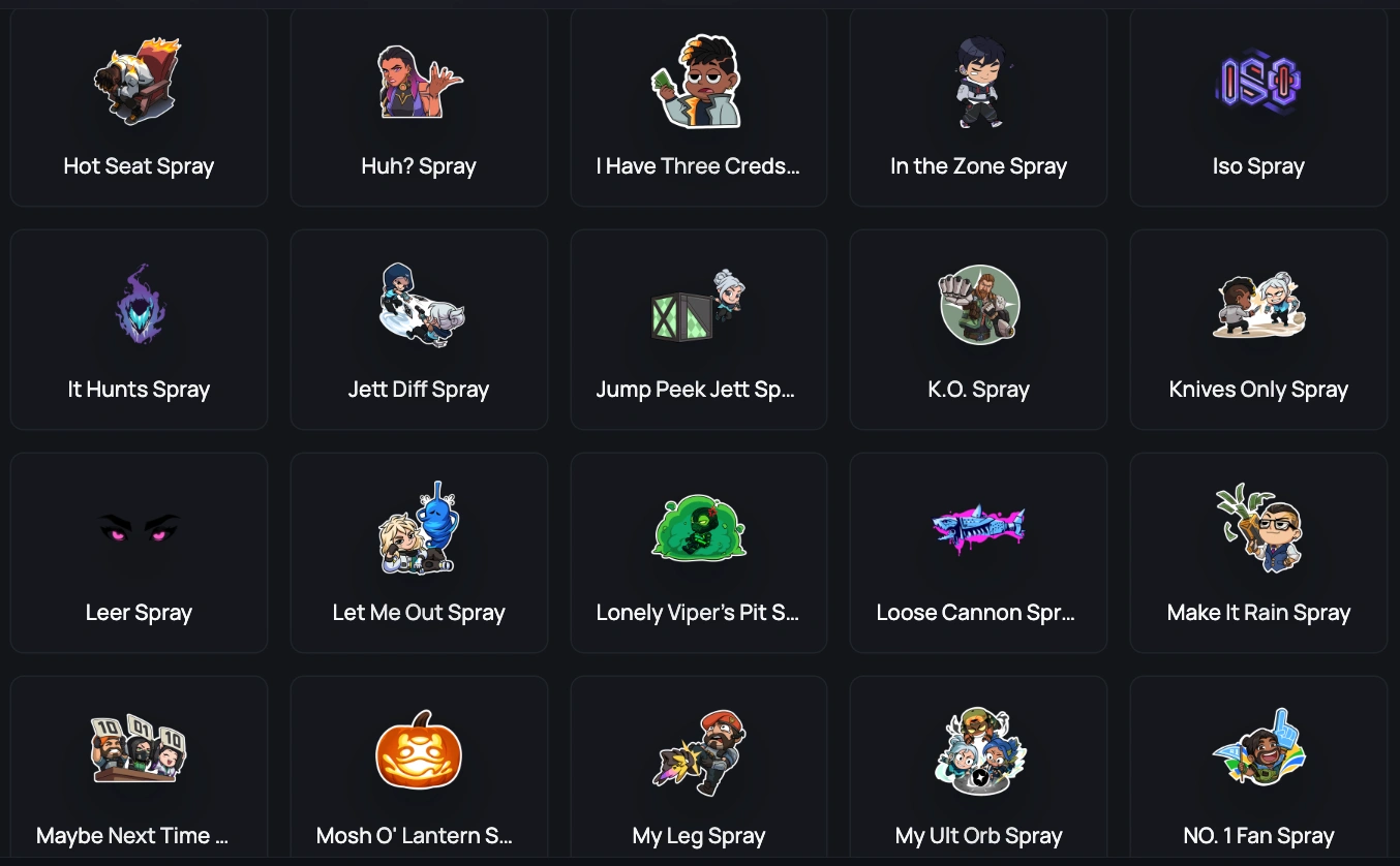 sprays valorant gold account 2