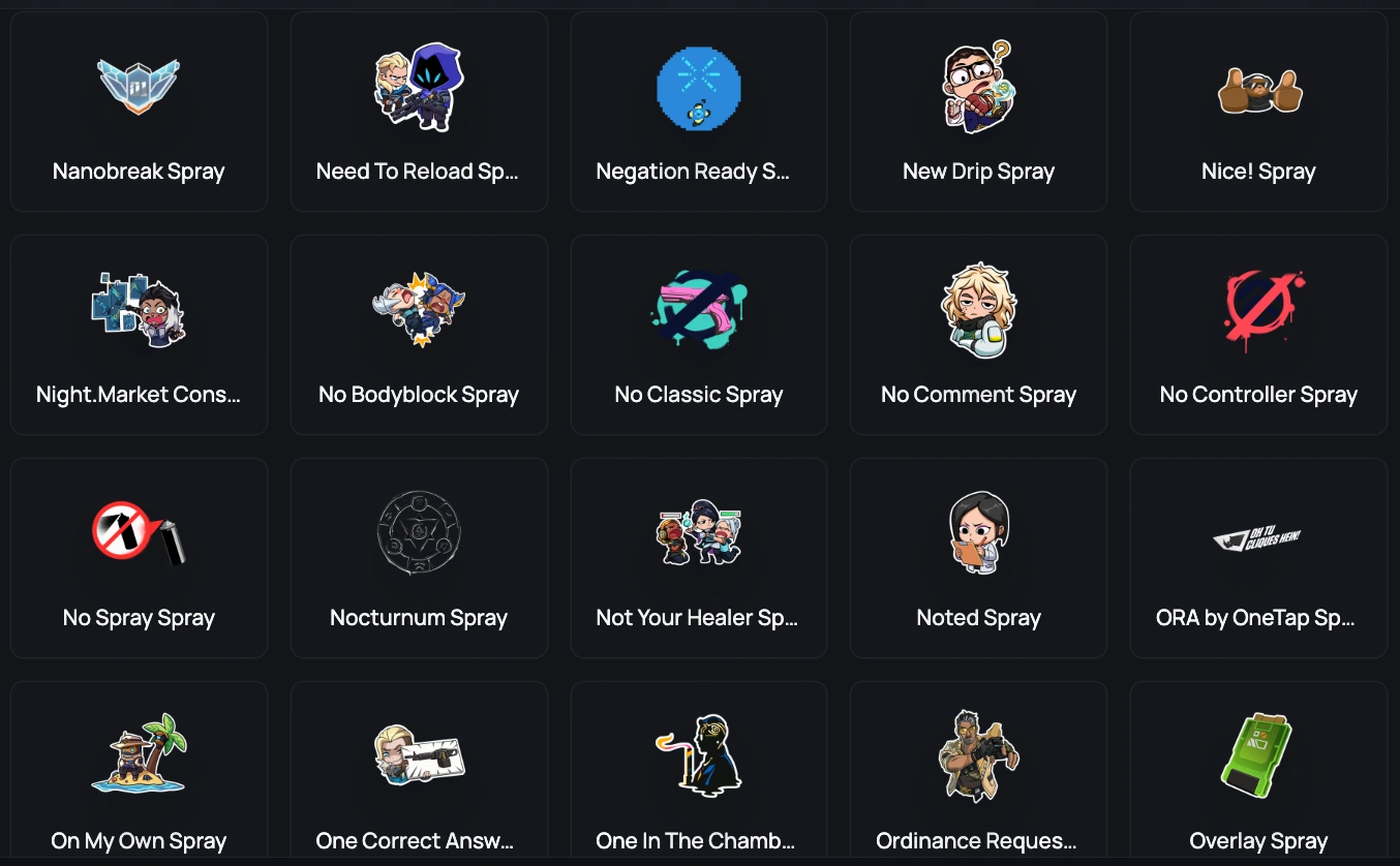 sprays valorant gold account 3