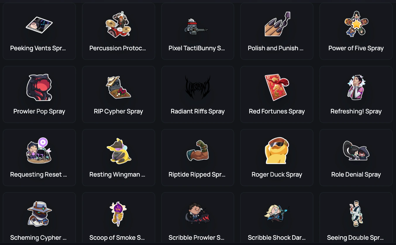 sprays valorant gold account 4