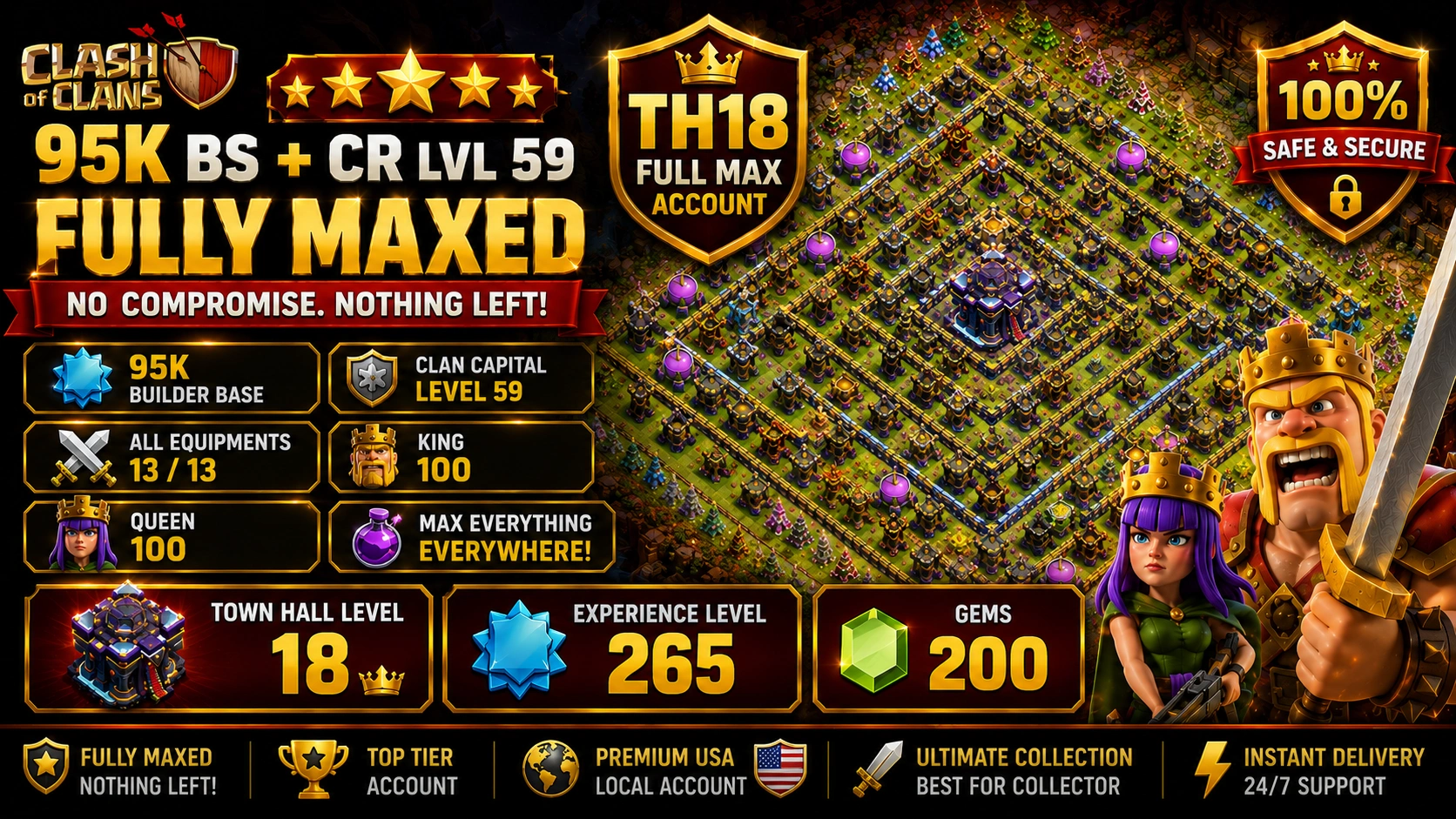 stacked clash of clans account