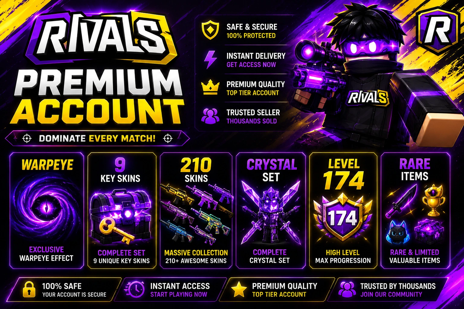 rivals account for sale